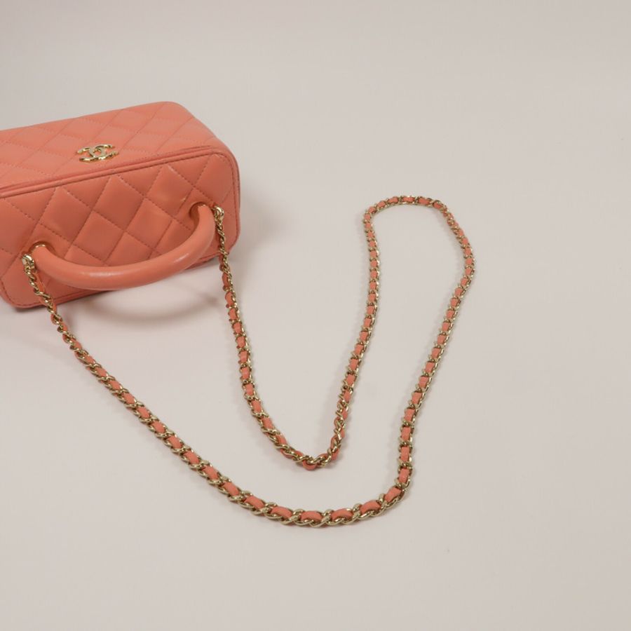 CHANEL 羊皮皮革Top Handle Vanity Case鏈帶手挽肩背兩用袋-8