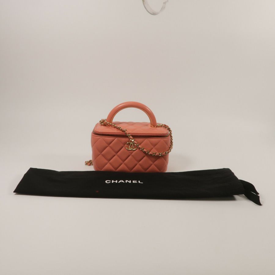 CHANEL 羊皮皮革Top Handle Vanity Case鏈帶手挽肩背兩用袋-9
