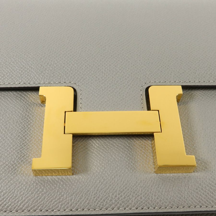HERMES Epsom皮革Constance 24肩背袋Gris Mouette-7