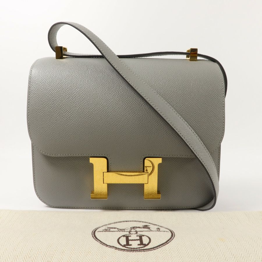 HERMES Epsom皮革Constance 24肩背袋Gris Mouette-9