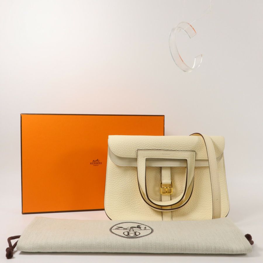 HERMES Clemence皮革Halzan 25手挽肩背兩用袋Nata-9