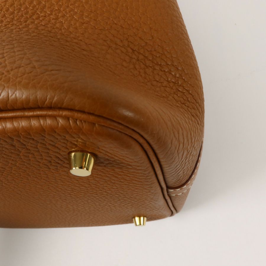 HERMES Clemence皮革Picotin MM手挽袋Gold-12
