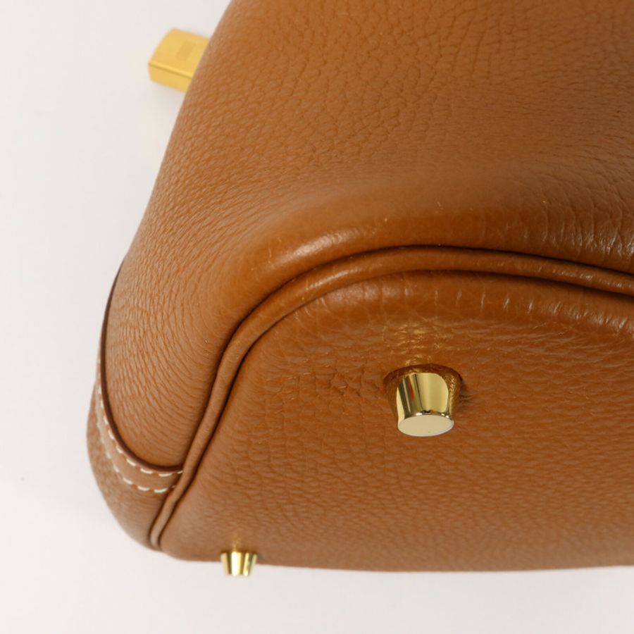 HERMES Clemence皮革Picotin MM手挽袋Gold-13