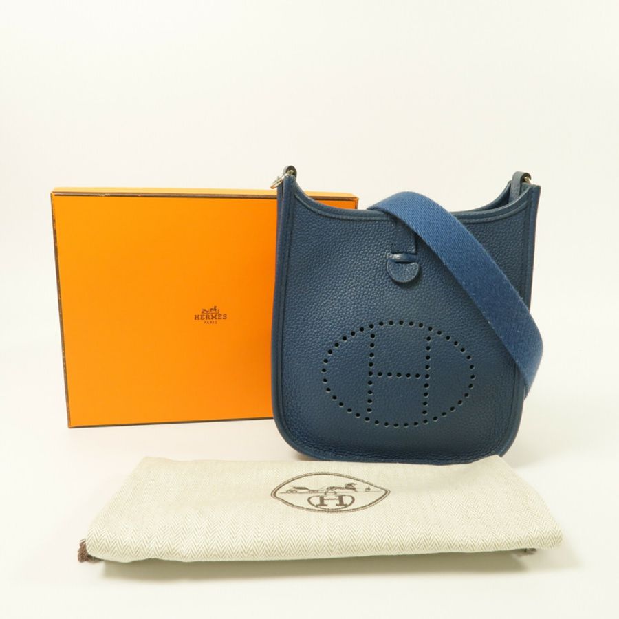 HERMES Clemence皮革Evelyne TPM肩背袋Bleu De Prusse-9
