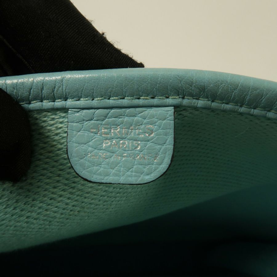 HERMES 帆布/Clemence皮革Evelyne PM肩背袋Ciel-5