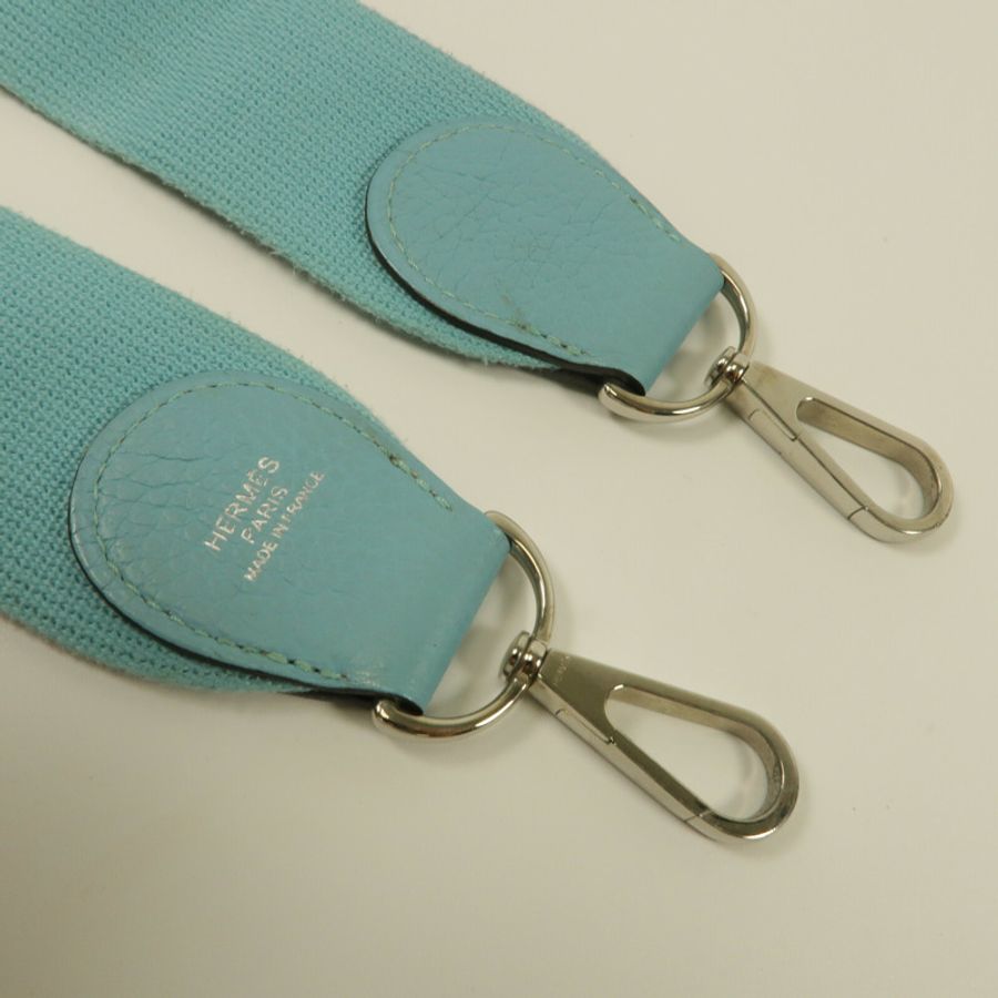 HERMES 帆布/Clemence皮革Evelyne PM肩背袋Ciel-7