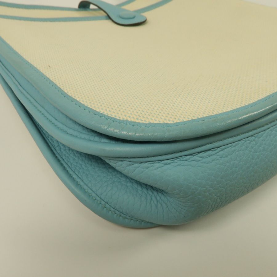 HERMES 帆布/Clemence皮革Evelyne PM肩背袋Ciel-12