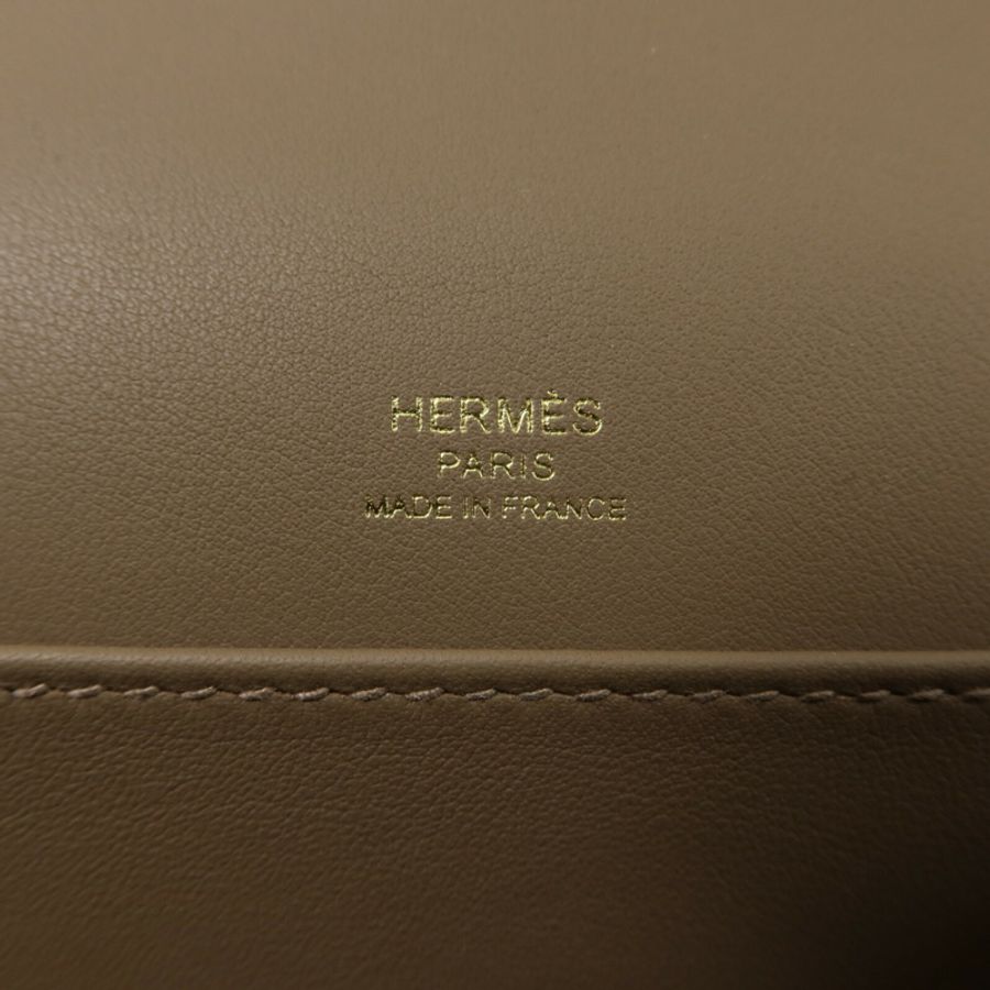 HERMES Chevre皮革Geta肩背袋Etoupe-5