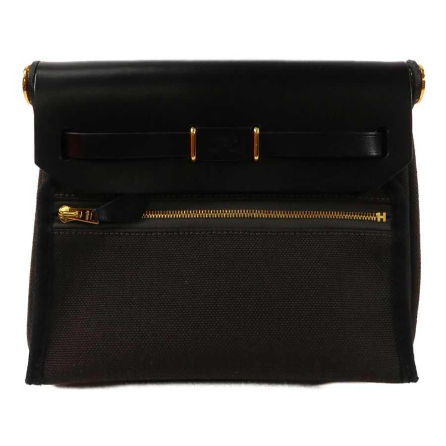 HERMES 帆布Mini Herbag肩背袋Bronze-1