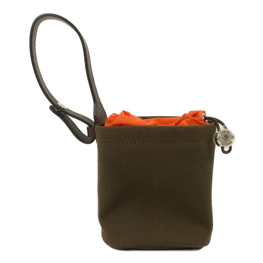HERMES 帆布/Barenia皮革On The Go Pouch手拿包Kaki/Feu-2