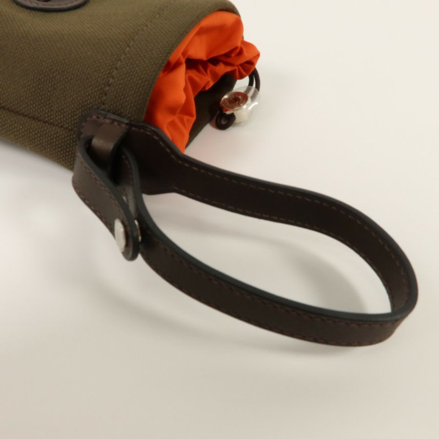 HERMES 帆布/Barenia皮革On The Go Pouch手拿包Kaki/Feu-8