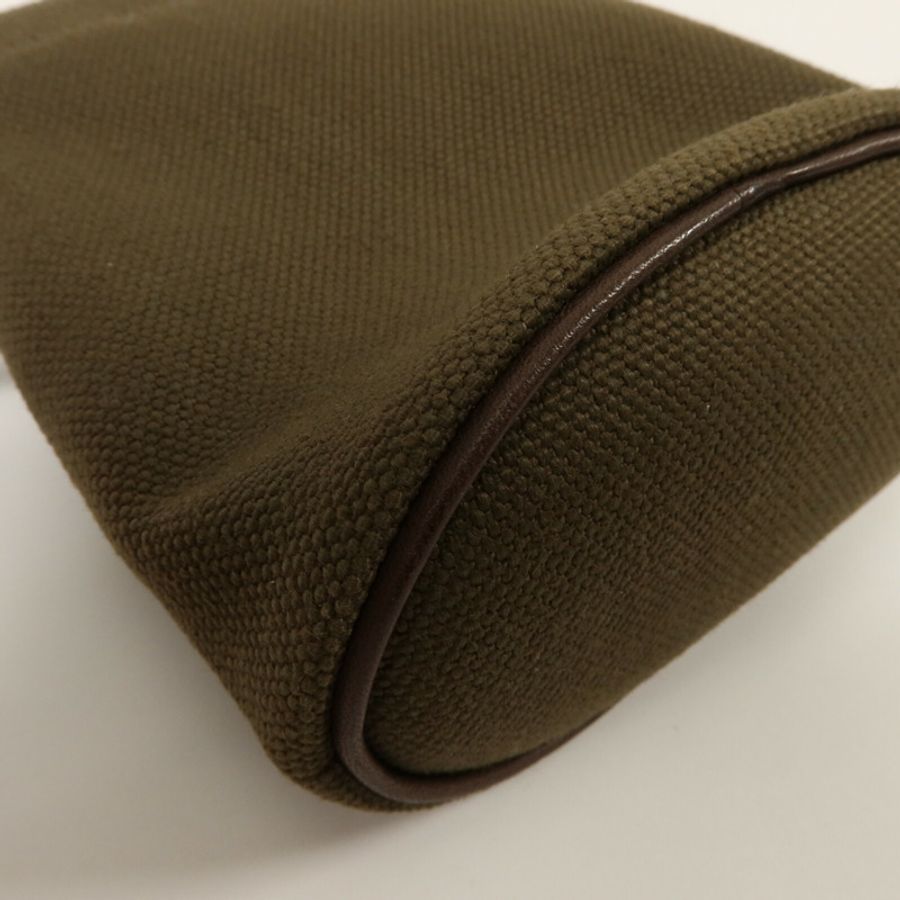 HERMES 帆布/Barenia皮革On The Go Pouch手拿包Kaki/Feu-12