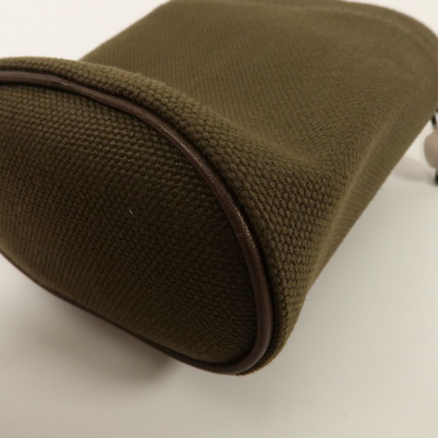 HERMES 帆布/Barenia皮革On The Go Pouch手拿包Kaki/Feu-13