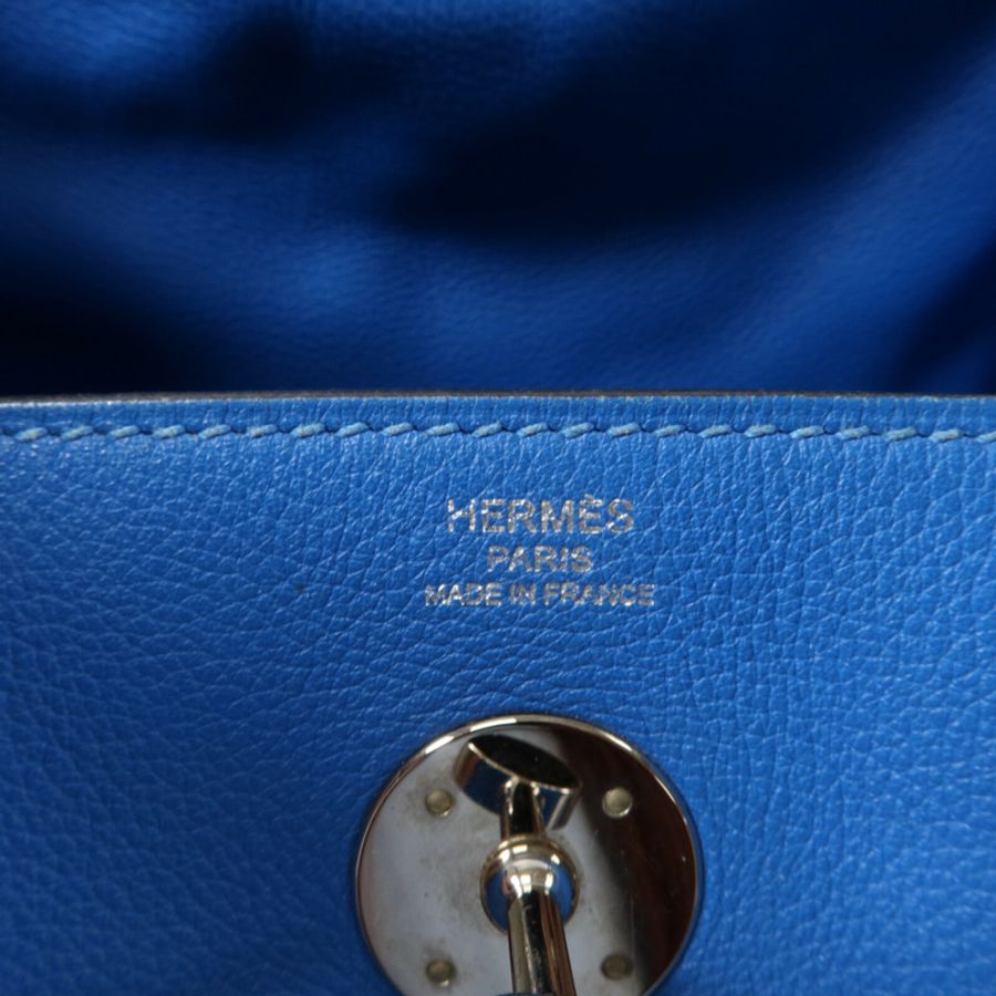 HERMES Evercolor皮革Lindy 26手挽肩背兩用袋Bleu Hydra-5