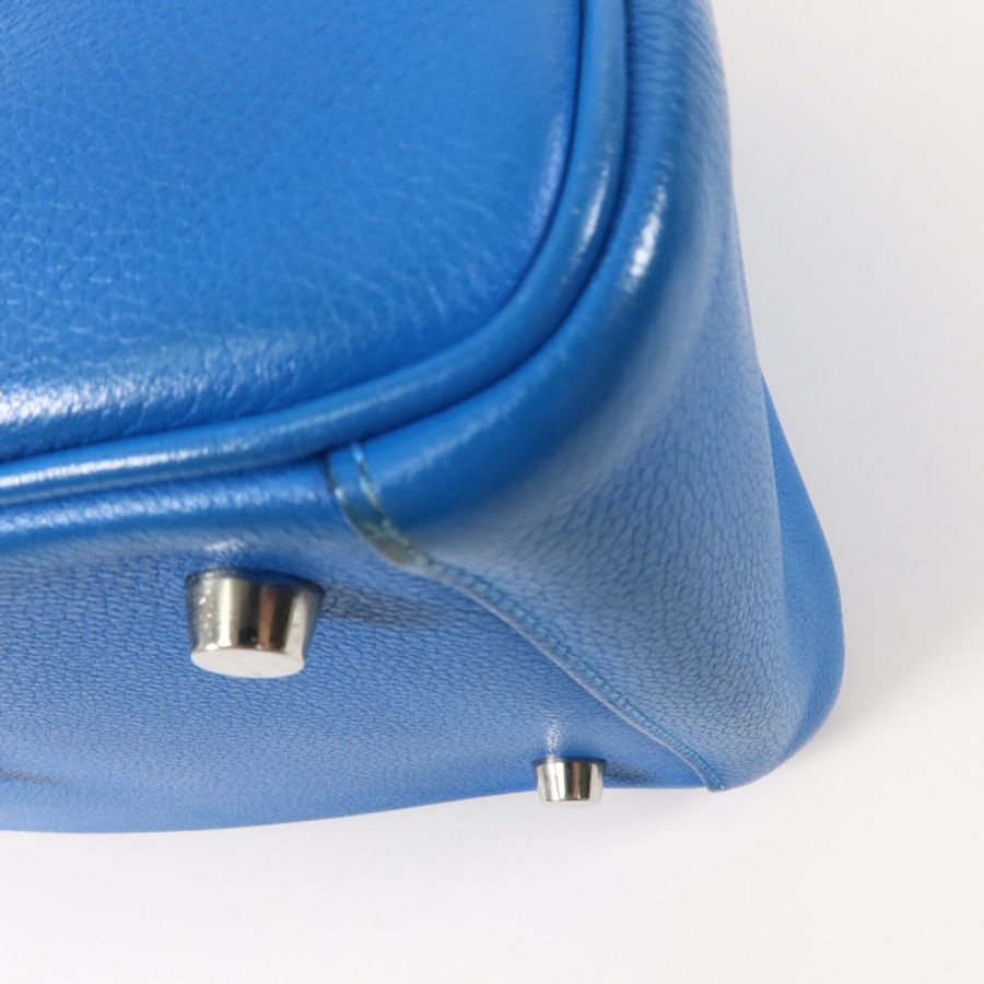 HERMES Evercolor皮革Lindy 26手挽肩背兩用袋Bleu Hydra-13