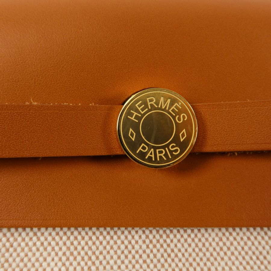 HERMES 帆布Mini Herbag肩背袋Ecru Beige/Fauve-8