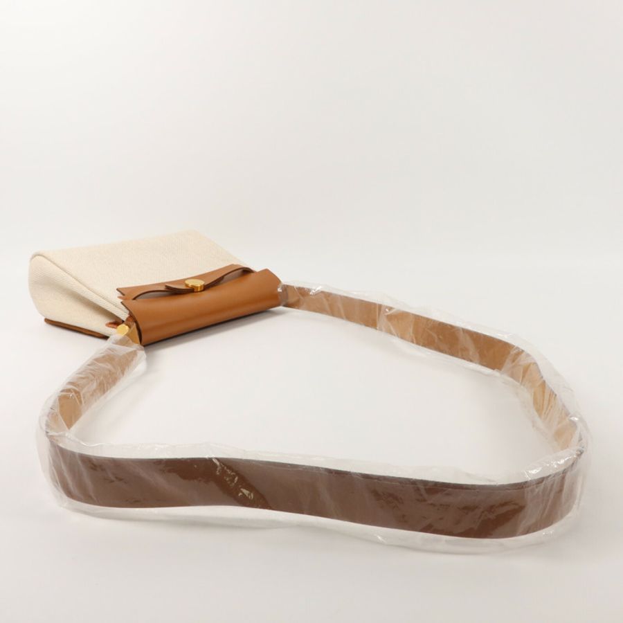 HERMES 帆布Mini Herbag肩背袋Ecru Beige/Fauve-9