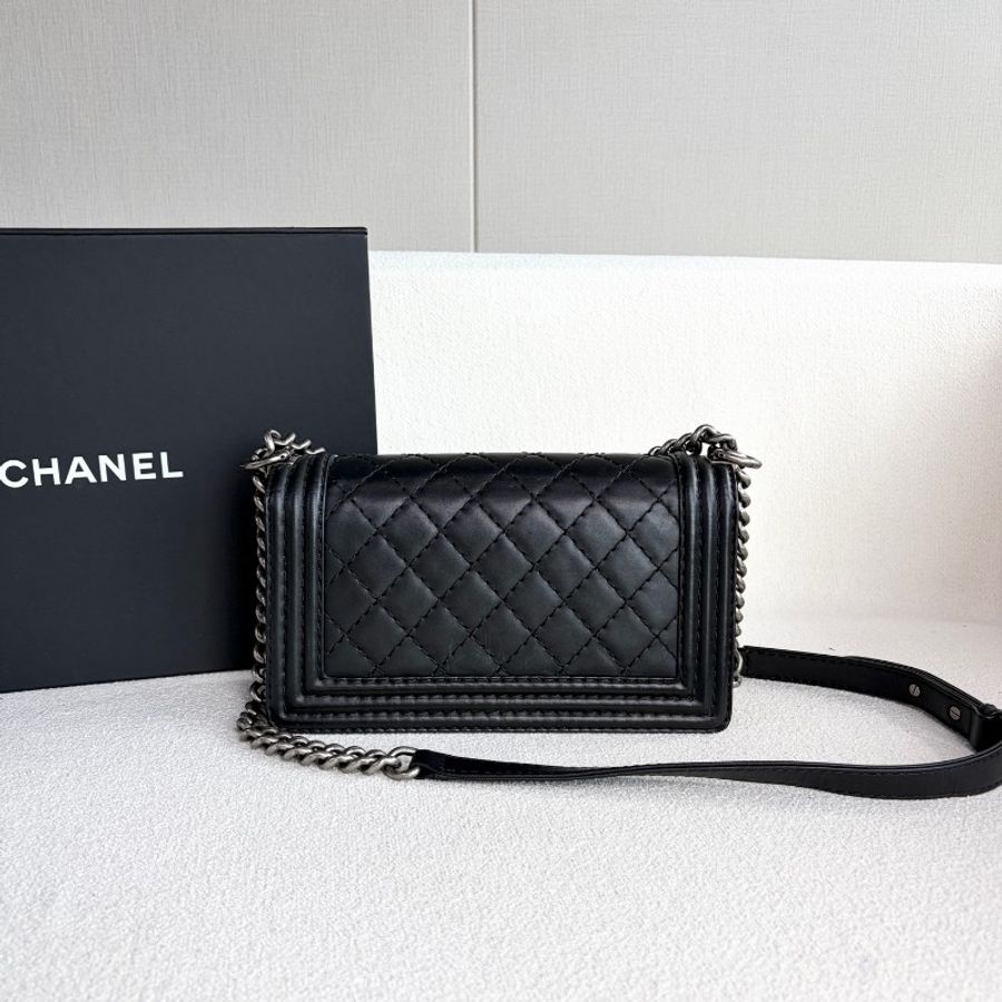 Chanel 黑銀Leboy中號鏈條包 牛皮-2