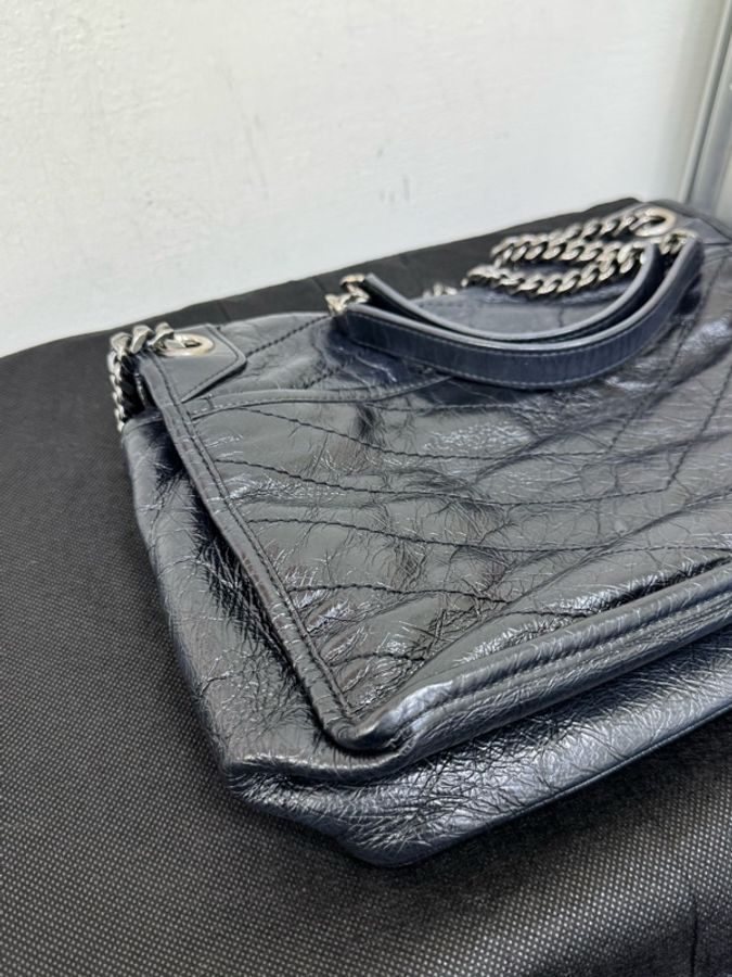 Ysl niki中號黑銀-9