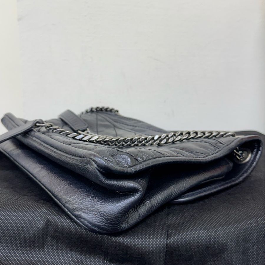 Ysl niki中號黑銀-10