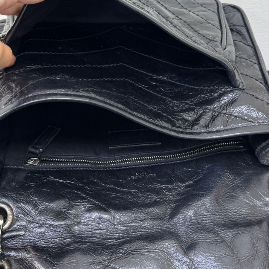 Ysl niki中號黑銀-14