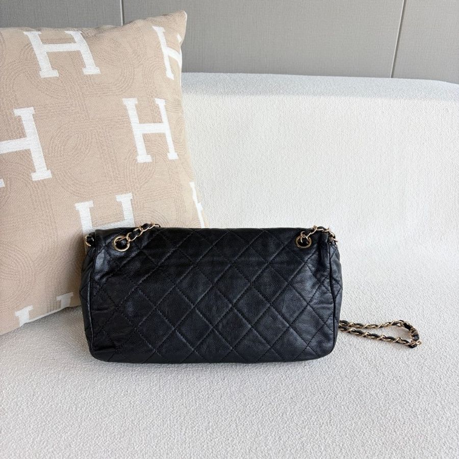 Chanel CF滾邊鏈條包 黑金 牛皮 肩背包-3