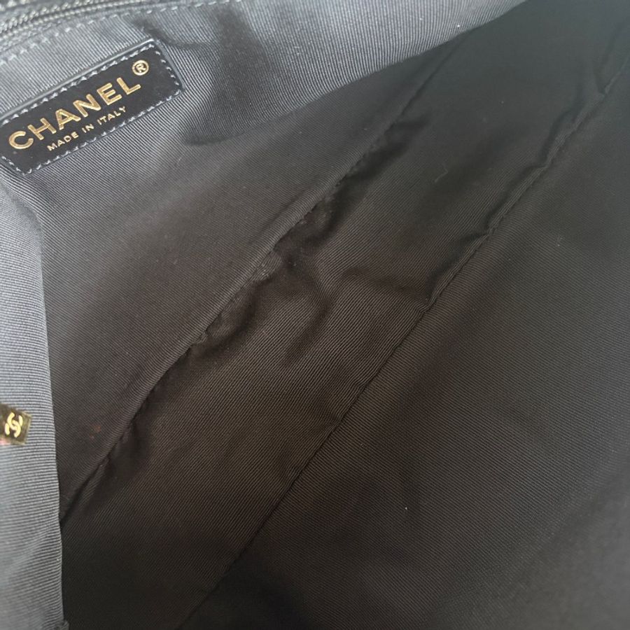 Chanel CF滾邊鏈條包 黑金 牛皮 肩背包-7