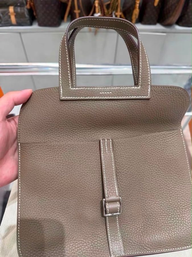 Hermes Halzan 25 大象灰銀扣-4