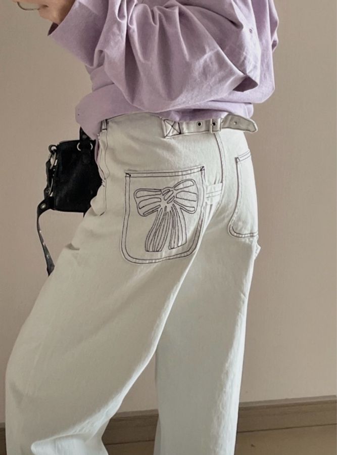 Acne studios✨Y2K蝴蝶結牛仔褲 #EUR44-0