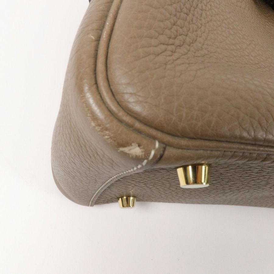 HERMES Clemence皮革Lindy 26手挽肩背兩用袋Etoupe-9