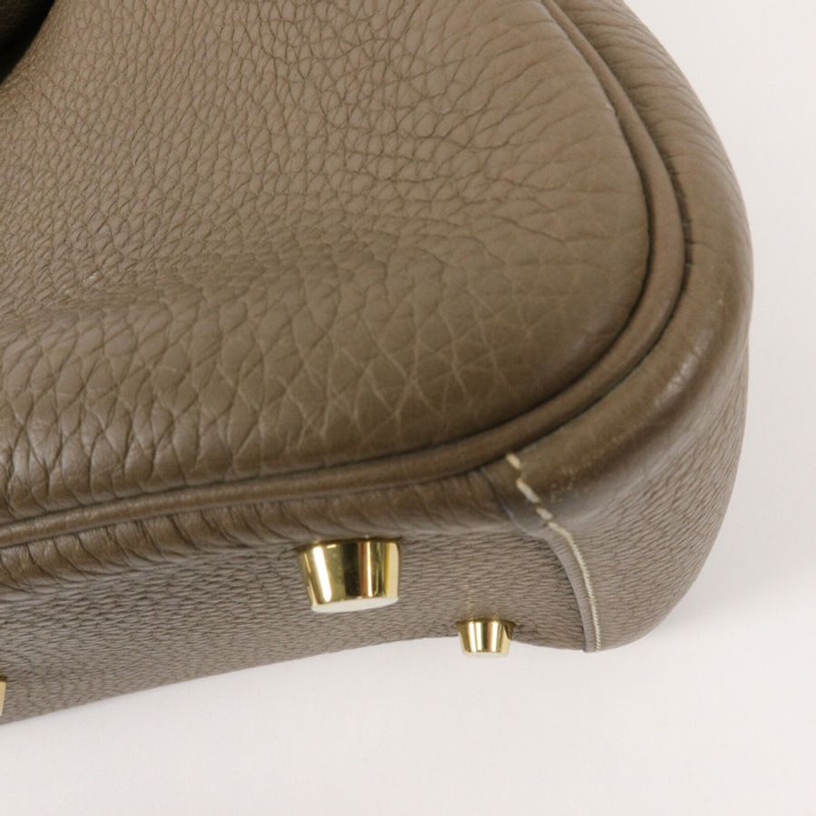 HERMES Clemence皮革Lindy 26手挽肩背兩用袋Etoupe-10