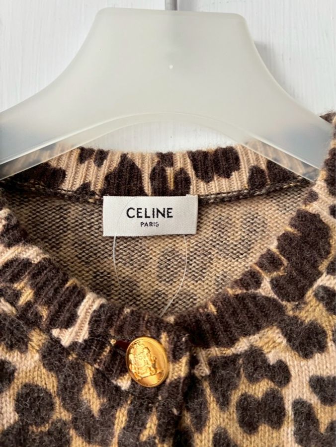 Celine 豹紋金釦針織上衣 M號-1