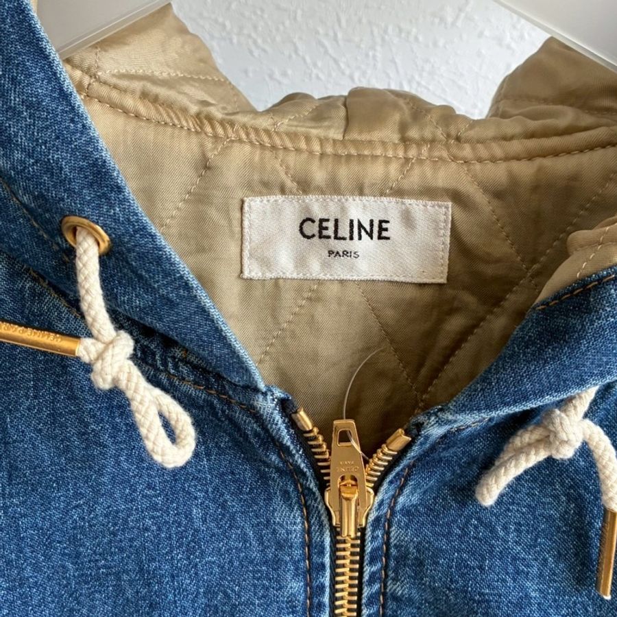 Celine 丹寧牛仔連帽外套🧥M號-1