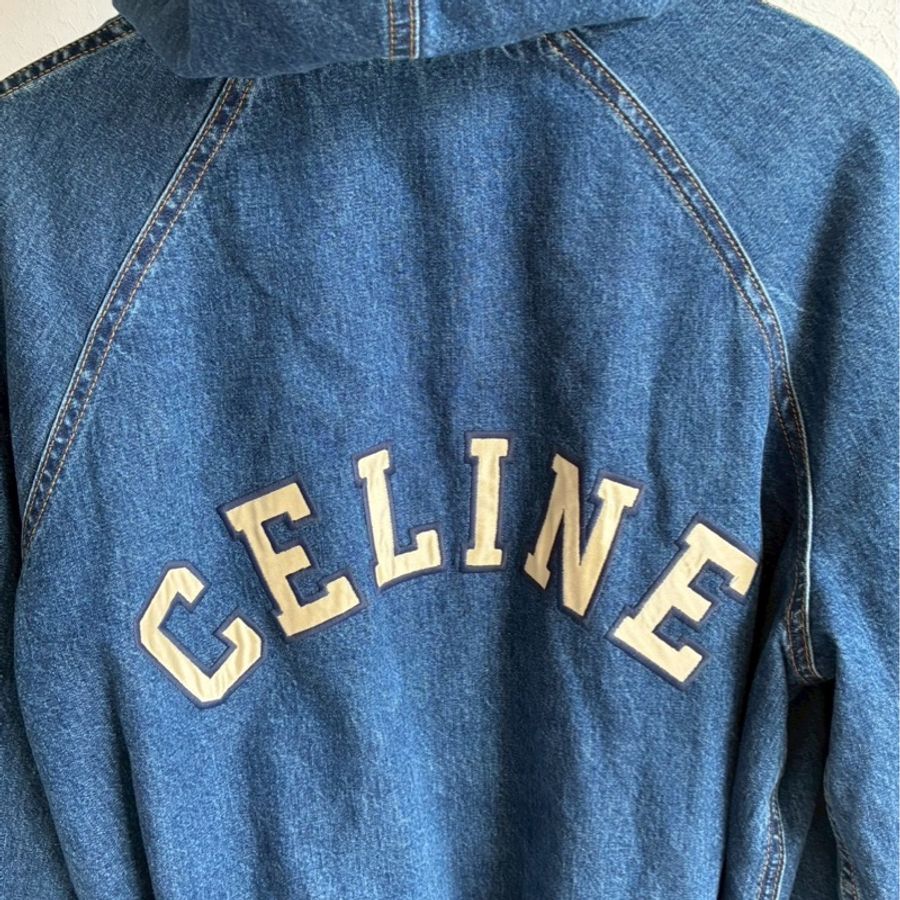 Celine 丹寧牛仔連帽外套🧥M號-12