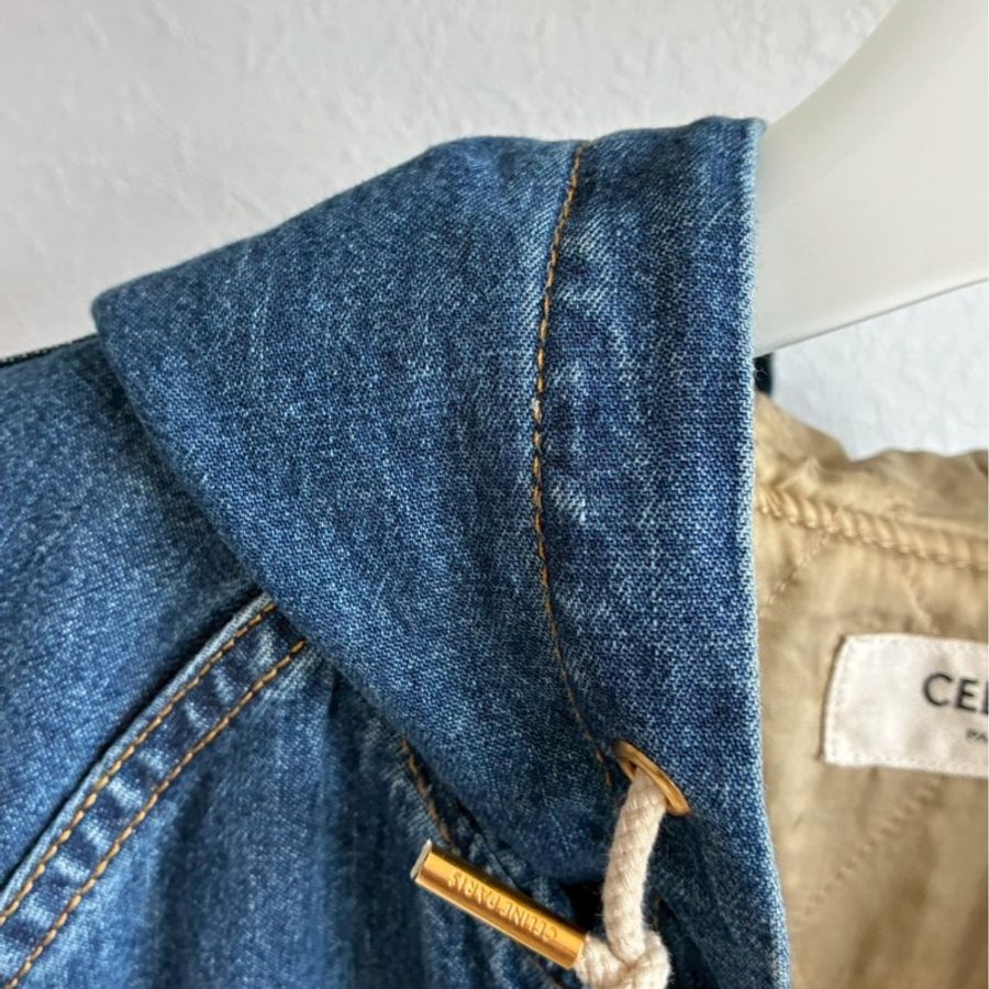Celine 丹寧牛仔連帽外套🧥M號-34