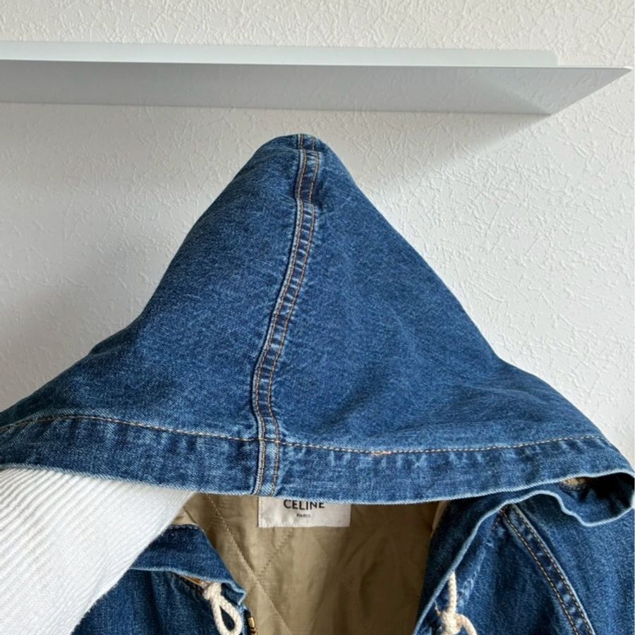 Celine 丹寧牛仔連帽外套🧥M號-35