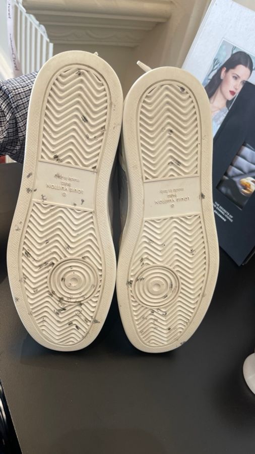 LOUIS VUITTON/路易威登 Rivoli 炫彩粉藍 拼色高幫鞋 尺碼：7-5