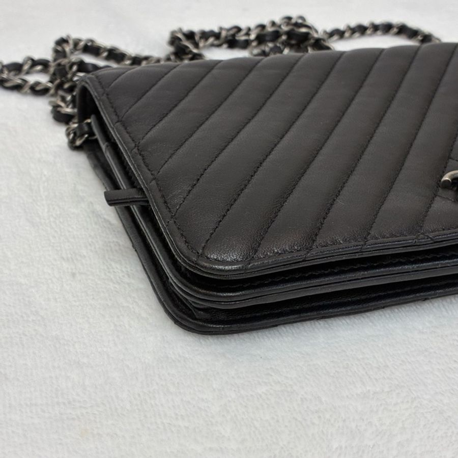 Chanel boy woc 黑色銀扣-7