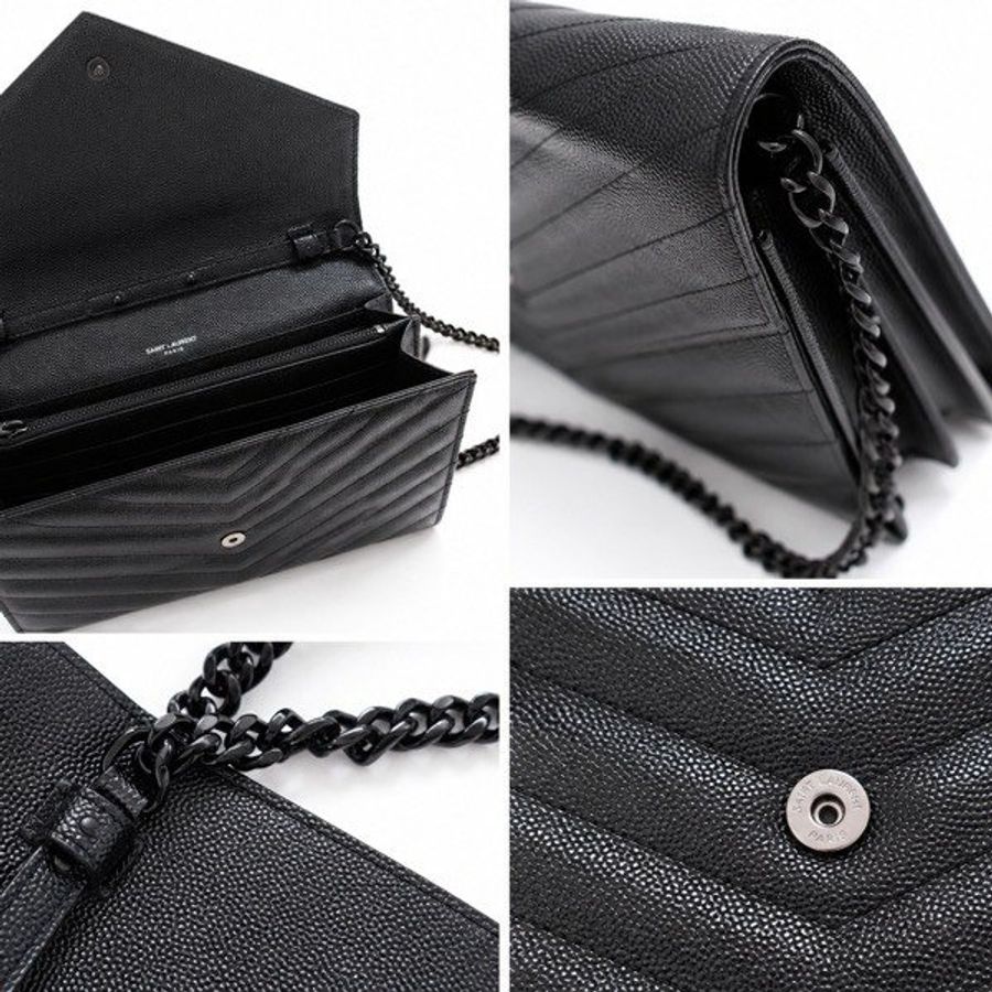 YSL黑荔枝牛皮黑釦WOC大款信封包|So Black 全黑款-3