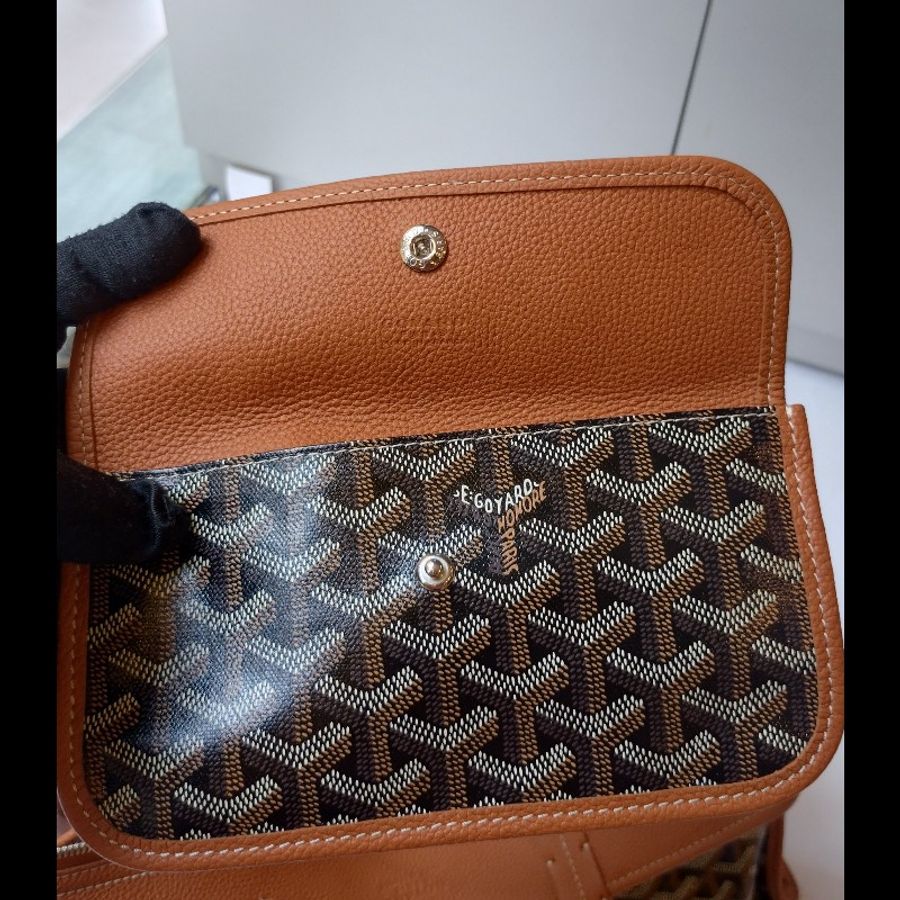Goyard 焦糖皮邊黑底印花帆布大方托特包 Hardy-26