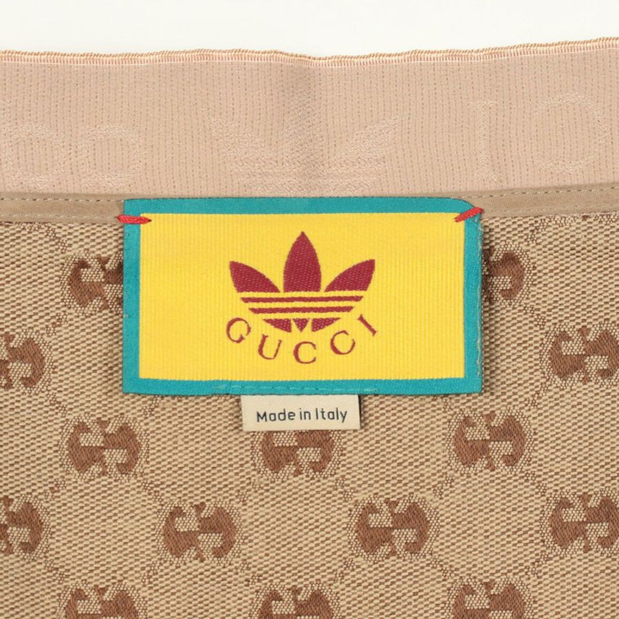 GUCCI adidas GG帆布半身裙,棉質,米色/海軍藍,二手女款,38碼-2