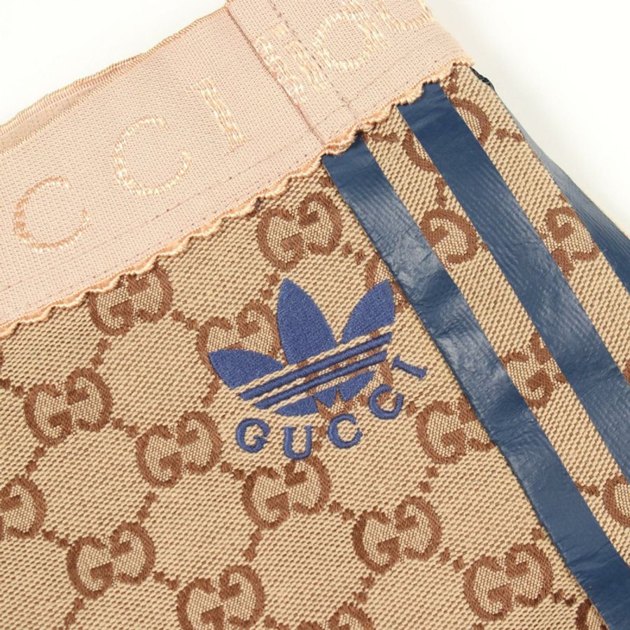 GUCCI adidas GG帆布半身裙,棉質,米色/海軍藍,二手女款,38碼-7