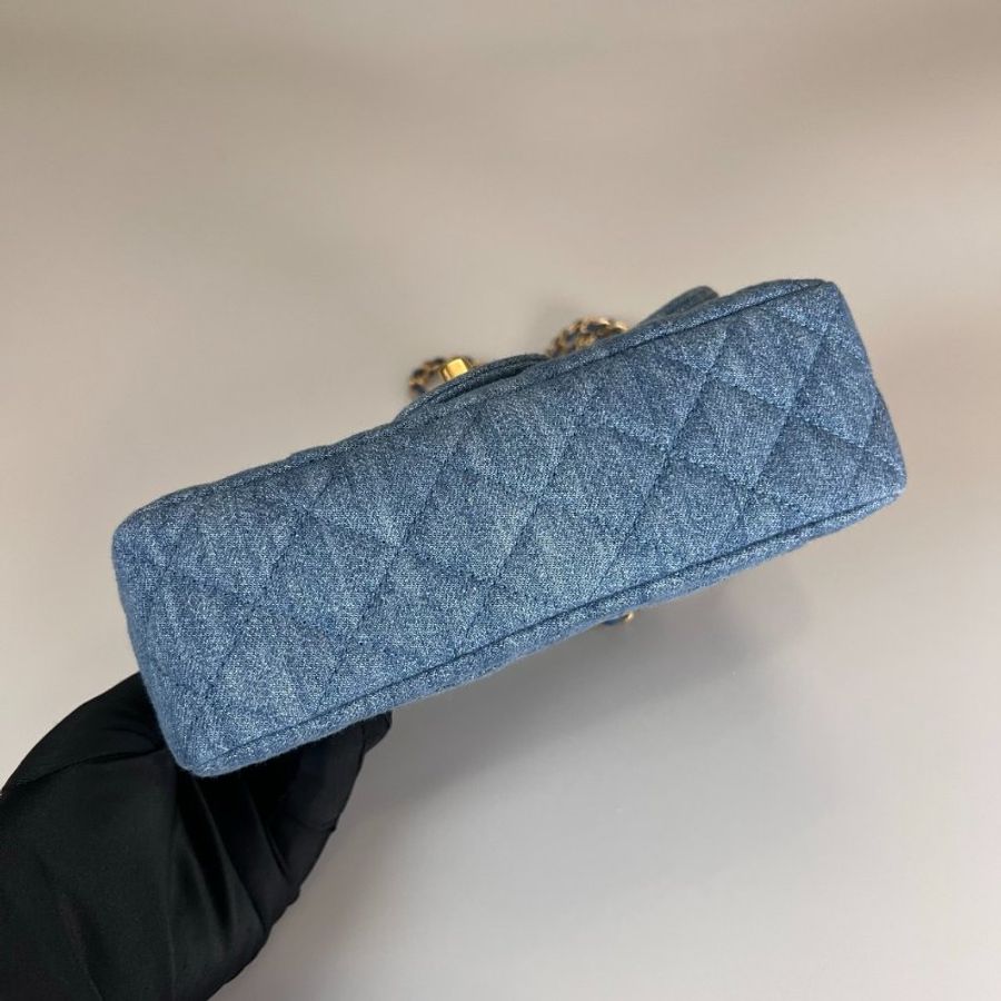 CHANEL CF20大MINI 牛仔藍 晶片款-4