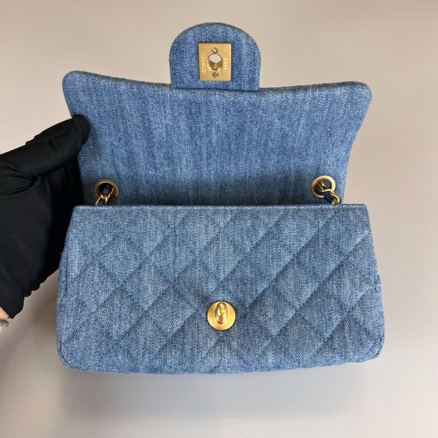 CHANEL CF20大MINI 牛仔藍 晶片款-5