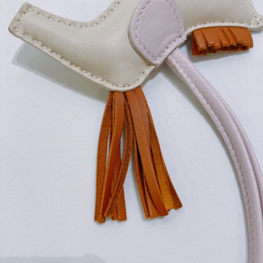 TW4928 Hermes 愛馬仕 馬仔 掛飾Rodeo PM Charm Craie/Gold/Mauve Pale #U-6