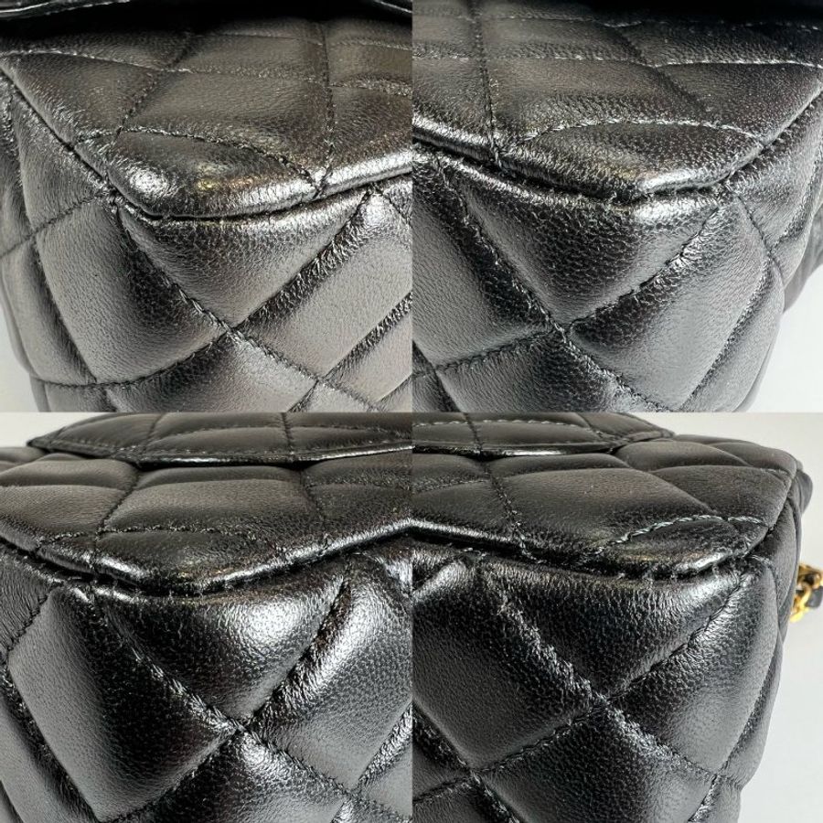 CHANEL CF金提把TOP HANDLE包 黑羊皮-14