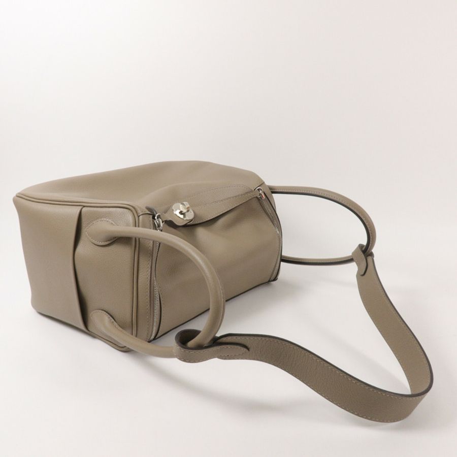 HERMES Evercolor皮革Lindy 26手挽肩背兩用袋Gris Asphalte-8