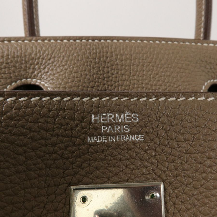 HERMES Togo皮革Birkin 30手挽袋Etoupe-5