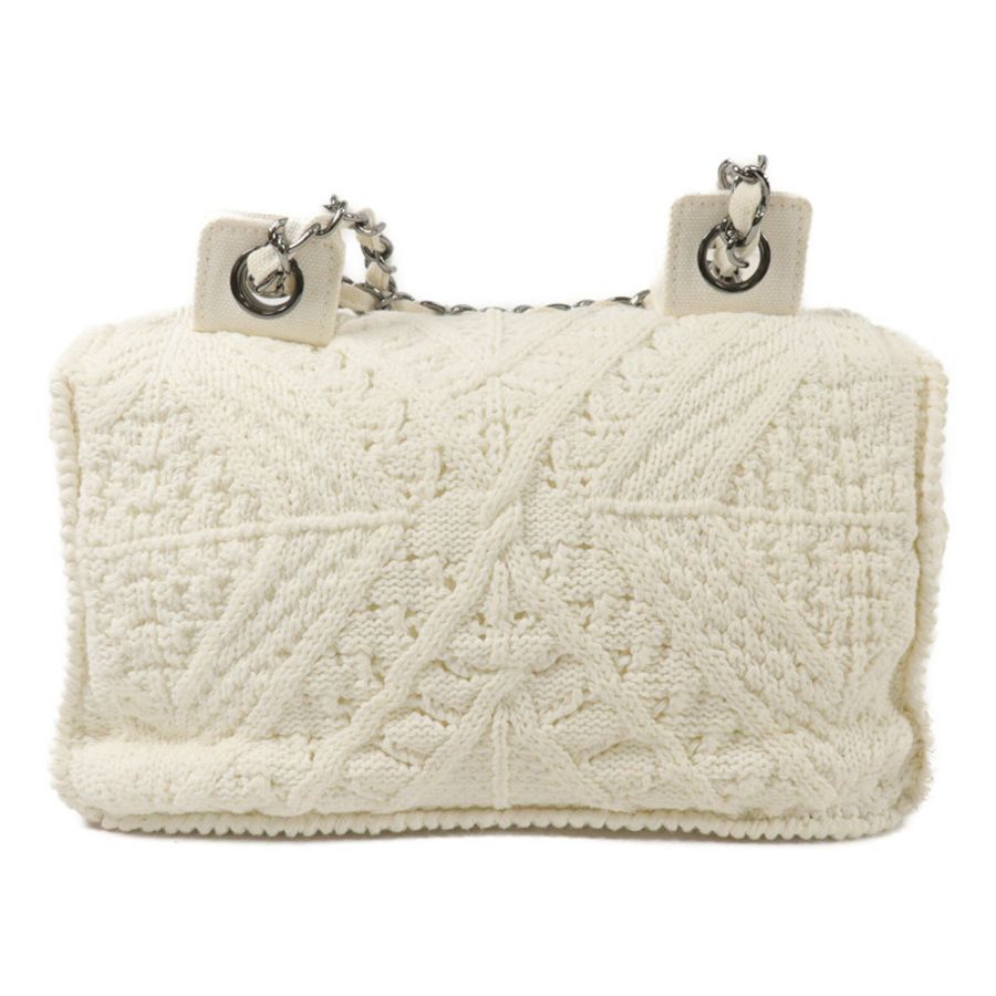 CHANEL Knit Ivory Crochet Kint Chain Shoulder鏈帶肩背袋-1