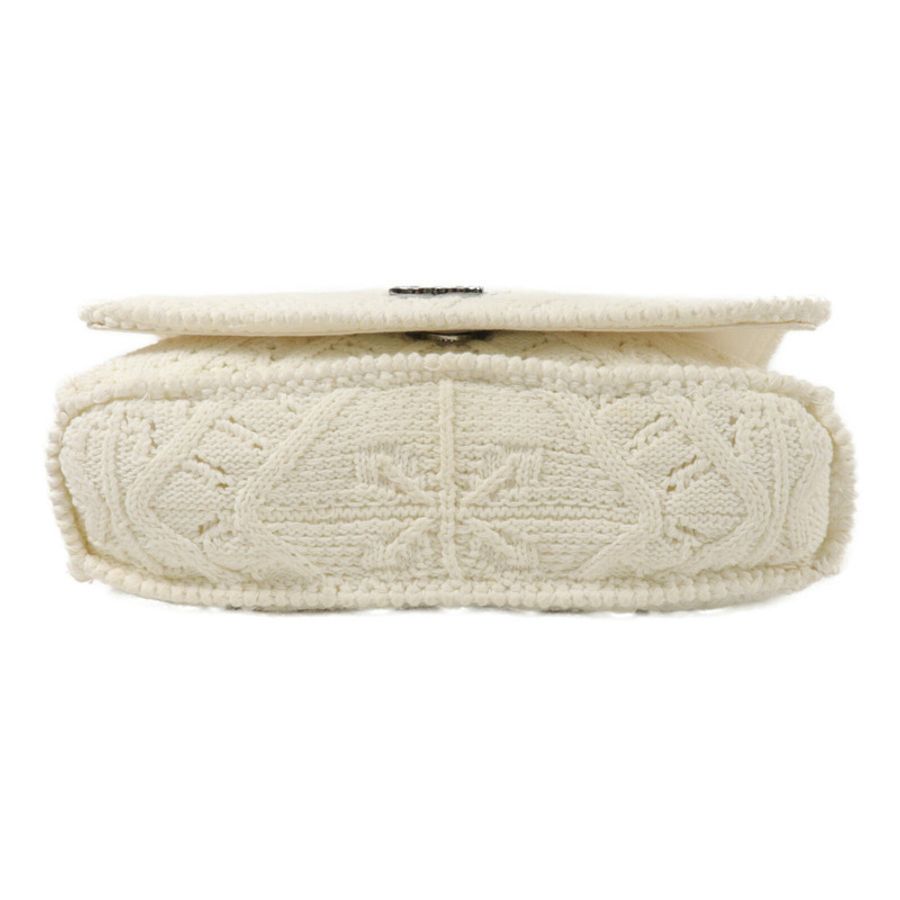 CHANEL Knit Ivory Crochet Kint Chain Shoulder鏈帶肩背袋-3